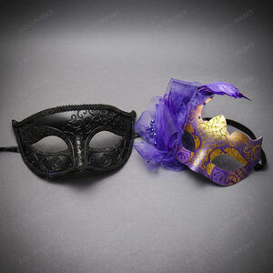 Venetian Mardi Gras Masquerade Halloween Party mask Purple Black